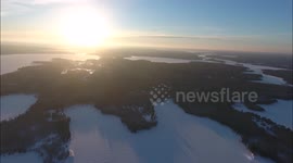 Stunning drone footage of frozen and semi-frozen lakes north of Winnipeg, southern Manitoba