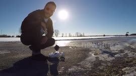 Man follows his drone with his car