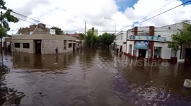 Drone captures severe flooding in Argentina
