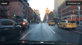Cab swerves to block 2nd taxi in New York