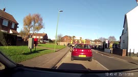 Mercedes driver narrowly misses school children