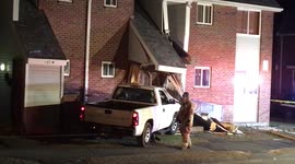 pick up truck crash into a apartment entrance