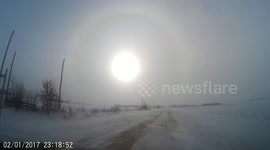 Sun halo appears over Manitoba, Canada