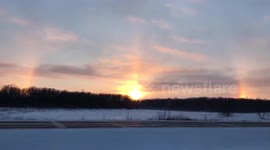 Beautiful winter 'sun dog' phenomena in Detroit Lakes