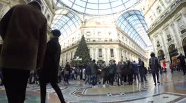 Unique view of Galleria Vittorio Emanuele Built in 1875 this gallery is one of the most popular shopping areas in Milan.