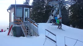 Epic ski lift fail