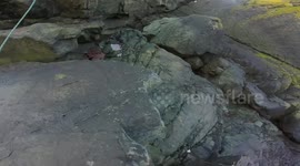 start of the souter sea stack climb / fall