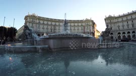ROME, ITALY - JANUARY 07 2017: Rome city life. View of Rome city Piazza della Repubblica, Rome, Italy