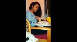Sumire practicing her Japanese.