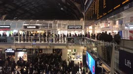 TFL STATION STAFF STRIKE PUTS ADDED PRESSURE ON BUS SERVICES. Here commuters queue for the 23 bus at Liverpool Street Station