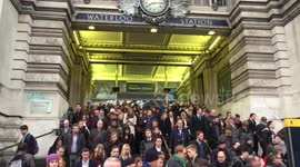 Tube strike crowds at London Waterloo