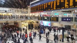 More footage of the long bus queues at Liverpool Street Station