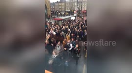 Newsflare Edit - Bus queue chaos at Kings Cross Station #tubestrike
