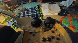 I have NEVER seen a blueberry do this!