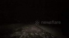 Driving on snowy highway