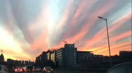 Spectacular sunrise in Beijing on Tuesday morning