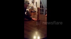 Man pulls off spectacular Jenga move