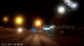 Driver loses control on icy road in Canada