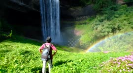 Breath-taking video of the end of the rainbow - a stunning waterfall