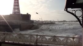 Stormy winds hit Blackpool, UK