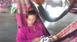 Chilling in Our Hammock on Our Slow Boat Through the Amazon