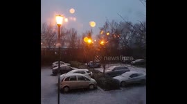 Snow falling in Glasgow, Scotland