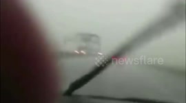 Dramatic video of lightning striking a moving truck in Russi