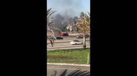 Car caught fire on freeway