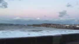 Stormy sky and waves at Eyemouth
