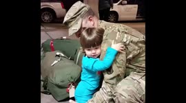 Baby girl welcomes home daddy after deployment