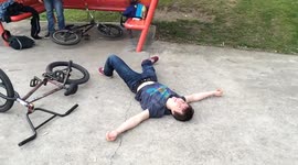 BMX Faceplant from a Ledge