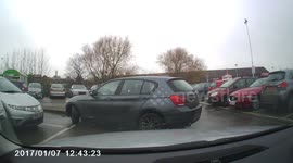 Bizarre parking fail in super market car park, Nuneaton, UK