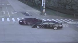 Elderly man narrowly escapes being hit by car