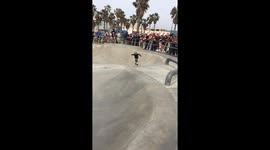 Cute kid skateboarding in California