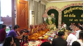 Khmer monks chanting at Cambodian house warming