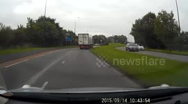 foreign lorry pulls out without right of way