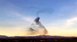 Amazing starling murmuration in Spain