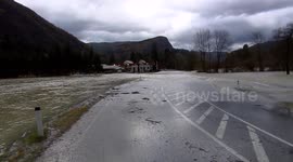 Disaster flood in Bosnia wrecking houses