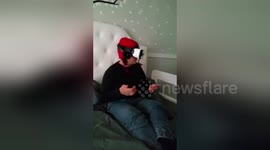 Woman freaks out while playing virtual reality ghost game