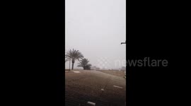 Newsflare Edit - Snow falls on palm trees in Spain's Costa Blanca