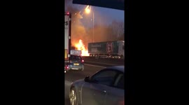 Lorry on fire on M25 during morning rush hour