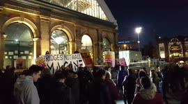 People protest against Donald Trump in Liverpool, UK