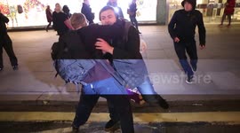 Anti Trump protestors fight with Trump supporter on Oxford Street