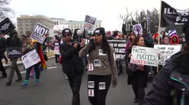 Inauguration Protestors March to Union Station