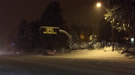 Heavy snow falling in Flagstaff, Arizona.
