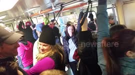 Oakland, CA BART trains packed with marchers