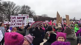 Women Dancing & Chanting at Women's March on Washington, DC