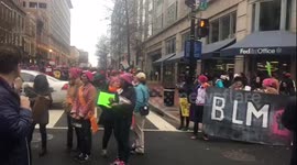 Walking to women's march rally in dc