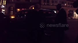 kate beckinsale arrives at the Mayfair Hotel