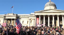 USA Flag Wave at The National Gallery  London UK